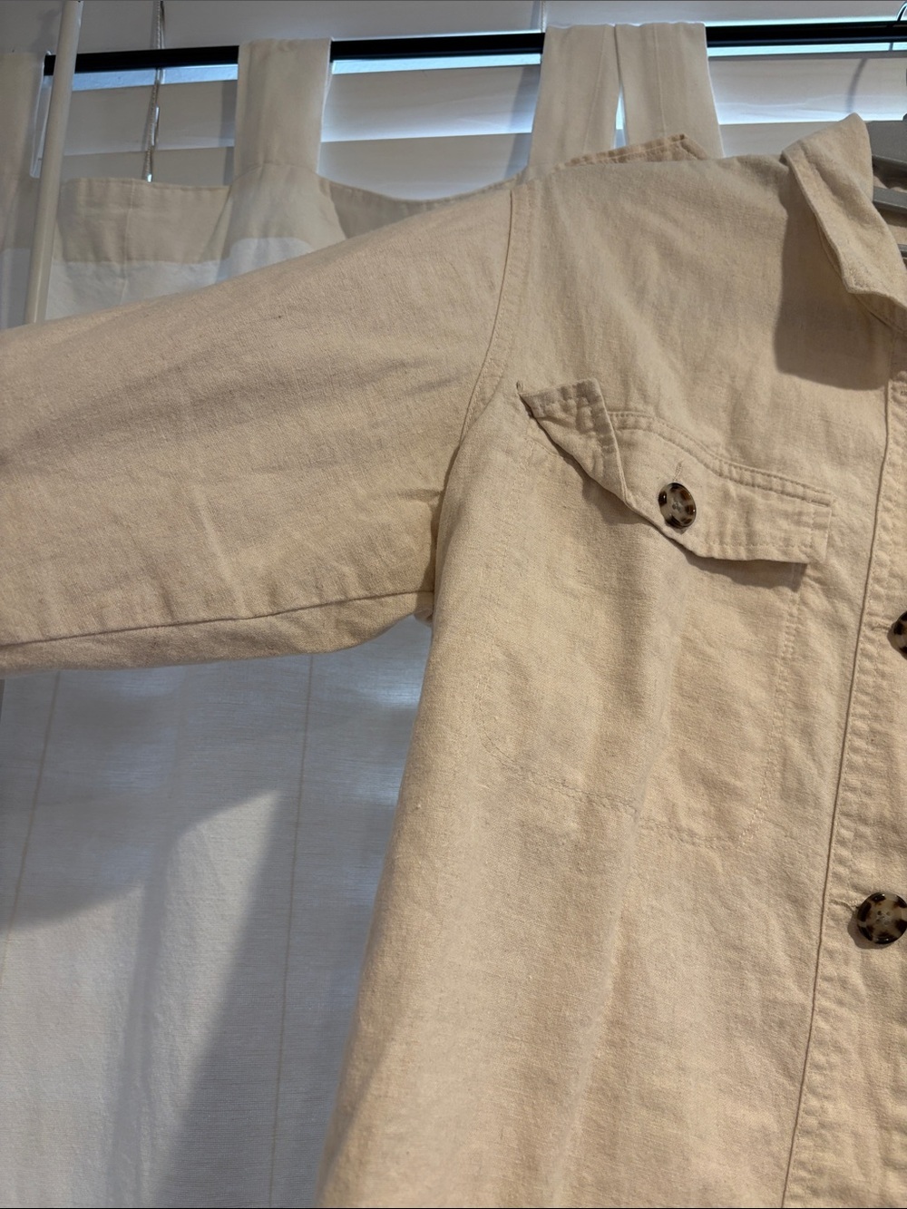 Peck&Peck Cream White Linen Cotton Blend Cropped Jacket Women’s Size Small - Picture 4 of 12